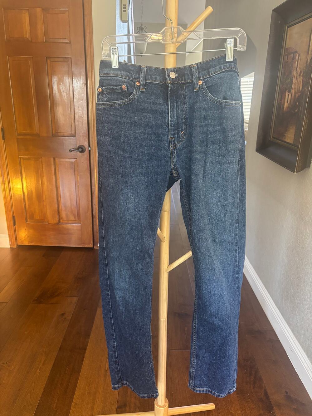 Levi's 505 Regular Fit Jeans Mens 30x32 Dark Indigo Wash Stretch Denim
